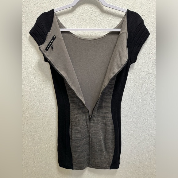 Rag & Bone Knit Sheath Dress Scoop Neck Back Zipper Mini Moto Black Grey XS - Picture 8 of 9